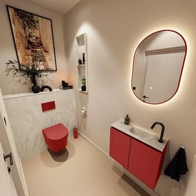 MONDIAZ TURE-DLUX 60cm toiletmeubel Fire. EDEN wastafel Ostra positie rechts. Met 1 kraangat. TUREDX60FIRR1OST