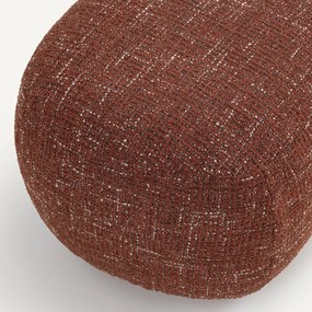 Voetsteun, stoffen poef en onderstel van massief notenhout, JERRY