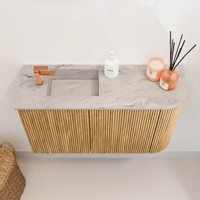 Mondiaz Joya DLux 70cm toiletmeubel ronding rechts oak met wastafel faye links 1 kraangat glace