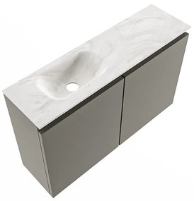 Mondiaz Ture DLux toiletmeubel 80cm smoke met wastafel ostra links zonder kraangat