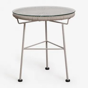 Ronde Bijzettafel Ø45 Cm Van Staal En Synthetisch Riet Acapulco Moka Bruin - Sklum