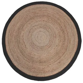 LABEL51 Vloerkleed rond 180 cm jute zwart