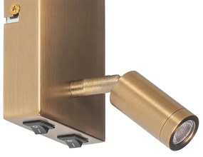 Moderne wandlamp wit en brons met leeslamp - Renier