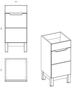 Comad Bali White 823 FSC onderkast 40cm eiken/wit