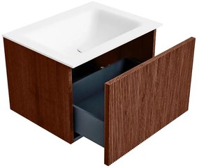 Mondiaz Kurve 60cm badmeubel ruby met 1 lade en wastafel cloud midden 1 kraangat