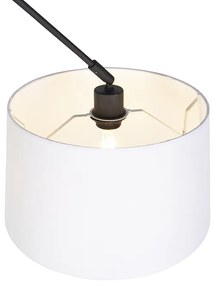 Hanglamp zwart met linnen kap wit 35 cm - Blitz