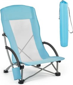 VEVOR Campingstoel, Klapstoel, Draagvermogen 150 kg, Visstoel met Hoge Rugleuning voor Volwassenen, Klapstoel met Bekerhouder, Rugleuning van Mesh &amp; Draagtas voor Buitenactiviteiten, Vissen, Lichtblauw