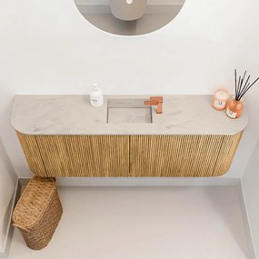 Mondiaz Joya DLux 115cm toiletmeubel ronding links/rechts oak met wastafel faye midden 1 kraangat opalo