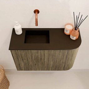 Mondiaz Joya 60cm toiletmeubel ronding rechts dusk met wastafel faye links zonder kraangat urban