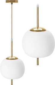 Plafondlamp Hangende Glazen Bol Wit Goud APP669-1CP