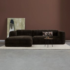 Bruine Hoekbank Met Chaise Longue Links