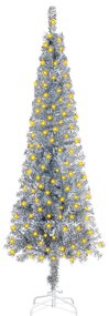 vidaXL Kerstboom met LED's smal 120 cm zilverkleurig
