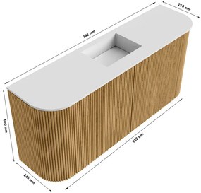 Mondiaz Joya DLux 95cm toiletmeubel ronding links/rechts oak met wastafel faye midden zonder kraangat meli
