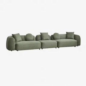 3-delige Modulaire Bank In Chenille Coco Chenille Saliegroen - Sklum