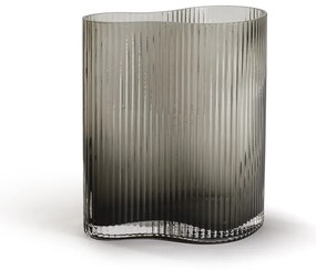 Vaas in geribbeld smoked glas H21 cm, Anija