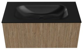 Mondiaz Kurve 90cm badmeubel dusk met 1 lade en wastafel big small midden zonder kraangat urban