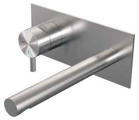 Brauer Brushed Edition ColdStart wastafelkraan inbouw rechte uitloop met achterplaat model B2 RVS geborsteld PVD