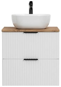 Comad Adele White badkamermeubel 60cm wit mat met waskom en toppaneel eiken