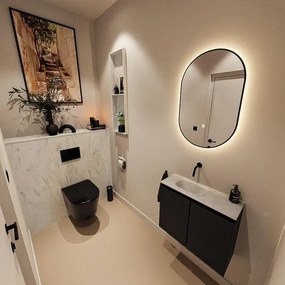 MONDIAZ TURE-DLUX 60cm toiletmeubel Urban. EDEN wastafel Opalo positie links. Zonder kraangat. TUREDX60URBL0OPA