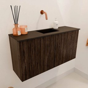 Mondiaz Joya 80cm toiletmeubel walnut met wastafel faye midden zonder kraangat urban