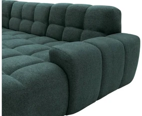 Goossens Excellent Bank Kubus - 30 X 30 Cm Stiksel blauw, stof, 1,5-zits, modern design met chaise longue rechts