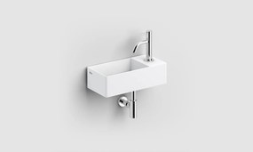 Clou New Flush 3 fontein solid surface 35cm met afvoerplaat rechts wit mat
