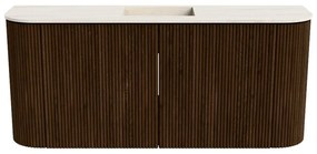Mondiaz Joya DLux 95cm toiletmeubel ronding links/rechts walnut met wastafel faye midden zonder kraangat meli