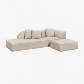 2-delige Modulaire Hoekbank Met Linker Divan En Gestoffeerde Poef Cardea Chenille Crèmebeige - Sklum