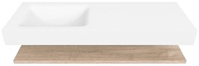 Zaro Alan badmeubel 130cm met planchet washed oak en vrijhangende wastafel cloud links 1 kraangat talc