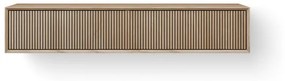 Looox Wooden Wastafelonderkast - ribbelfront verticaal - 2 lades - afvoer links en rechts - 160x30x46 cm - eiken WFST1600-2