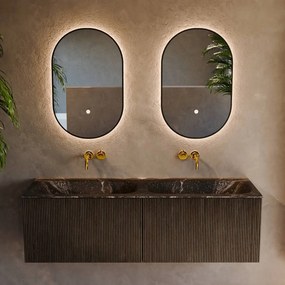 Mondiaz Kurve-dlux 140cm badmeubel shadow met 2 lades en wastafel stor small dubbel zonder kraangat lava