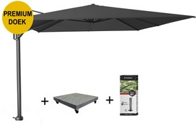 Challenger T1 premium zweefparasol 400x300 cm faded black met 120KG voet en hoes