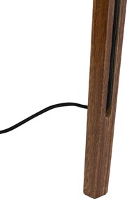 Moderne vloerlamp walnoot hout met beige bouclé kap 50cm - Tripod Classic