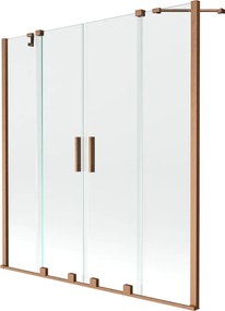 Mexen Velar Duo badwand 2-delig schuifbaar 160 x 150 cm, transparant, geborsteld koper - 896-160-000-02-65