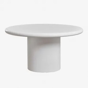 Ronde Eettafel In Cement Namara Ø140 Cm & Wit - Sklum