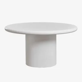 Ronde Eettafel In Cement Namara Wit & Ø140 Cm - Sklum