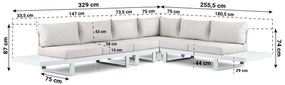 Hoek loungeset 6 personen Aluminium Wit  Lifestyle Garden Furniture Lorenzo