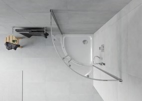 Mexen Rio halfronde douchecabine 90 x 90 cm, transparant, chroom + Flat douchebak, wit - 863-090-090-01-00-4110