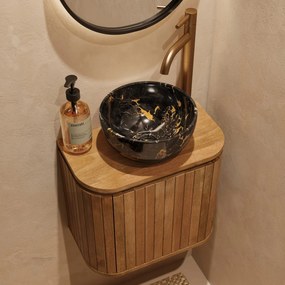 Livli Estrela toiletmeubel 40cm ribbelfront met Athens Portoro Gold waskom