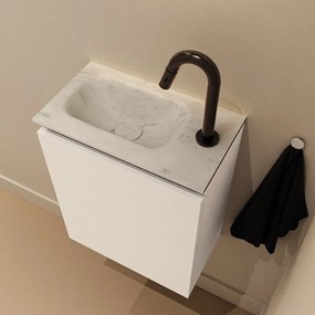 Mondiaz Ture DLux toiletmeubel 40cm talc met wastafel opalo links met kraangat