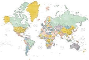 Kaart Detailed world map in mid-century colors, Patti, Blursbyai