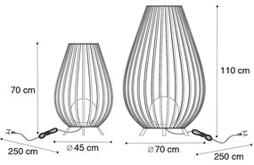 Set van vloerlampen zwart met opaal 110 cm en 70 cm - Angela Design E27 IP44 rond Binnenverlichting Lamp