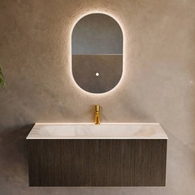 Mondiaz Kurve-dlux 110cm badmeubel shadow met 1 lade en wastafel big medium midden 1 kraangat ostra