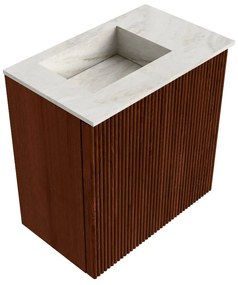 Mondiaz Joya DLux 40cm toiletmeubel ruby met wastafel faye links 1 kraangat ostra