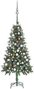 vidaXL Kunstkerstboom met LED's, kerstballen en dennenappels 150 cm