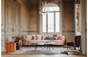 Goossens Bank Ragnar roze, stof, 4-zits, modern design