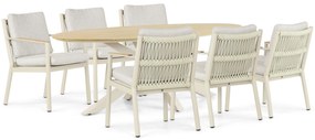 Tuinset 6 personen 220 cm Aluminium/rope Taupe Coco Sevilla/Matara