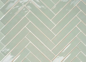 Wandtegel groen visgraat Sartoria Vernici 25x5cm summer vibes glans gerectificeerd