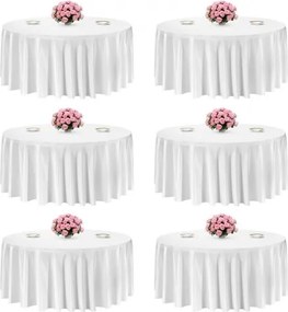 VEVOR 6 stuks ronde tafelkleden, 3352 mm, kreukvrij tafelkleedbeschermer, machinewasbaar polyester tafelkleed voor feesten, bruiloften, banketten, formele evenementen, wit