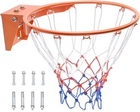 VEVOR Basketbalring, aan de muur te bevestigen basketbalring, zware Q235 basketbalring met flexibele rand, vervangend doel met net, standaard 18-inch hangende basketbalring voor binnen- en buitengebruik voor kinderen en volwassenen